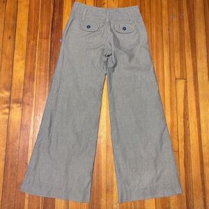 Elevenses Gray Striped Wide-Leg Pants with Blue Buttons